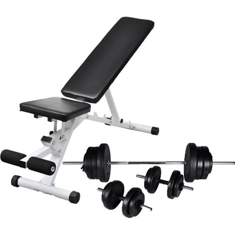 Banco de entrenamiento con juego de mancuernas y discos de pesas 60,5 kg 020000054 (1/5)