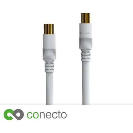 Conecto SA-CC50040-V2 - Câble antenne TV coaxial 10 m, prise IEC mâle → IEC femelle, double blindage, blanc (1/4)