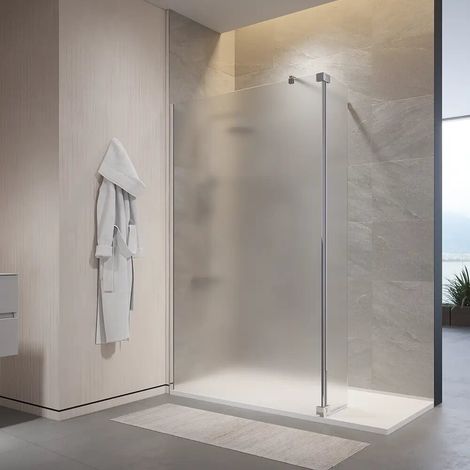 Cabine de douche à l italienne 60 cm porte de 40 cm verre trempé anti calcaire de 10 mm mat profilés chromés Naxos (1/4)
