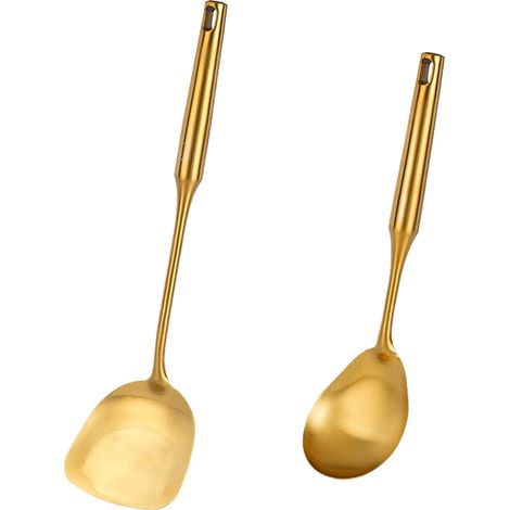 Ensemble d'ustensiles de cuisine en acier inoxydable, 2 pièces, couleur or (1/5)