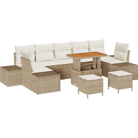 Maison Exclusive - Gartensofa-set mit Kissen mit Speicher 10 pcs