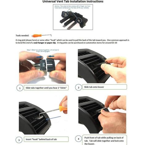 Kit de reparación para 8 clips de ventilación laterales centrales delanteros y anillos de ajuste de ventilación, aplicable a los modelos 2009-2013. (1/4)