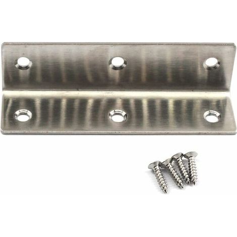Lot de 6 équerres d'angle en acier inoxydable en forme de L pour étagères en bois 100 x 25 x 25 mm-LIAIKI (1/5)