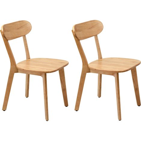 Set de 2 sillas de comedor de madera estilo Mid-Century Modern con respaldo curvo y patas regulables (1/5)