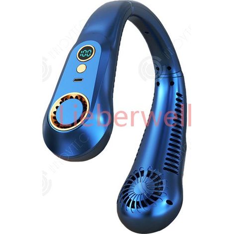 INN Ventilateur de cou sans pales 3000mah rechargeable à 5 vitesses avec affichage numérique éventail de cou ventilateur portable (1/4)