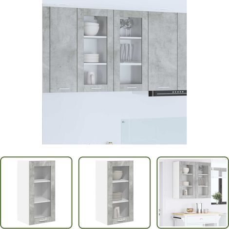 Holzwerkstoff - Hängeschrank mit Tür Beton Grau 40 x 31 x 80 cm Holzwerkstoff (1/5)