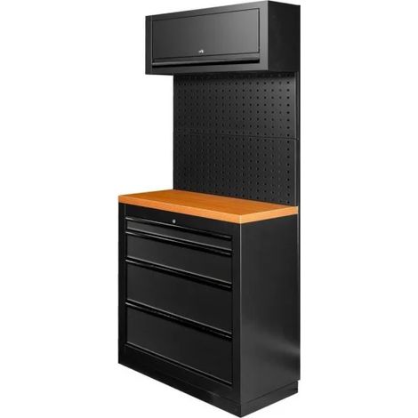 JBM SERIE526 Composizione arredo officina con armadio a 4 cassetti - Nero
