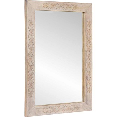 espejo de pared Rectangular Blanco Blanqueado 70 x 50 cm vidaXL