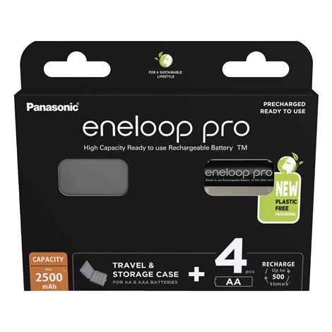 Panasonic  AA  2500 mAh  4 unidades  eneloop BK-3HCDEC4BE