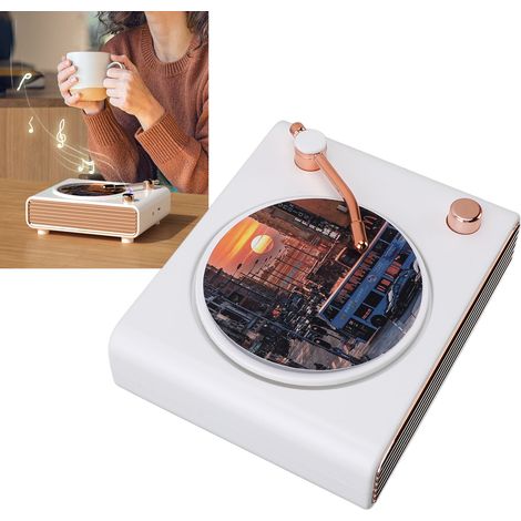 Altoparlante Bluetooth vintage, giradischi portatile rotante con batteria ricaricabile USB da 1200 mAh, ABS, modalità di montaggio su tavolo/parete, 5 W (1/4)