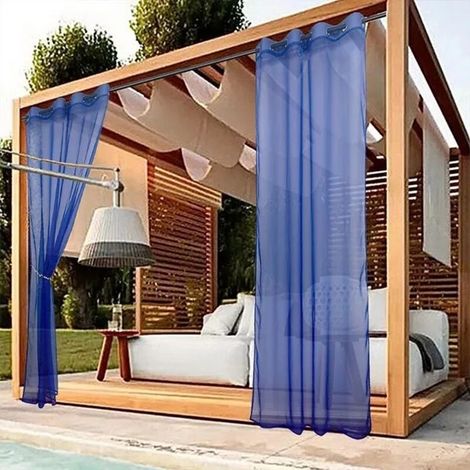 Lot de 2 Rideaux de Jardin 130x245, Voilage Extérieur Imperméable avec Œillets pour Terrasse et Pergola (1/4)