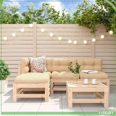 Salon de jardin 5 pièces - FAFEICY - Design à lattes - Bois de pin massif - Modulaire - Dossier confortable (1/5)