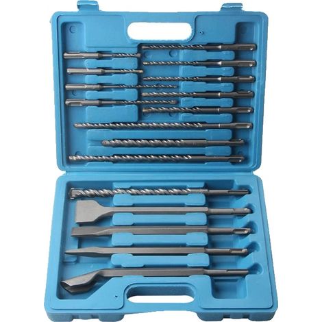 Juego de brocas de impacto rotativas, acero de alta calidad, varios tamaños incluidos, compatible con SDS Plus, apto para hormigón y mampostería, homologado CE. (1/5)