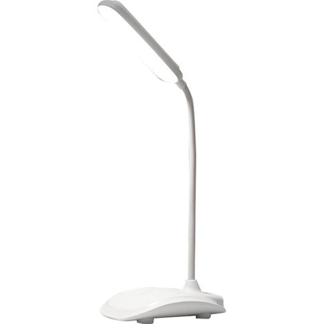 Lampe bureau LED liseuse – col cygne flexible 360° – tactile – 3 températures couleur – gradation continue – charge USB – blanc – Garosa