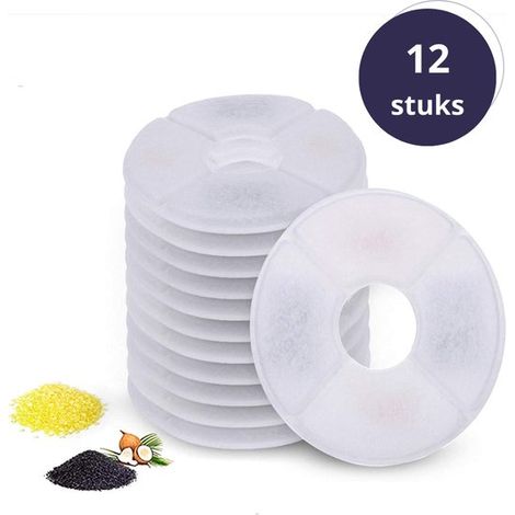 Set de 12 filtres de rechange pour fontaine à eau – Filtres ronds au charbon – Universels – Pour chats – Entretien facile (1/4)