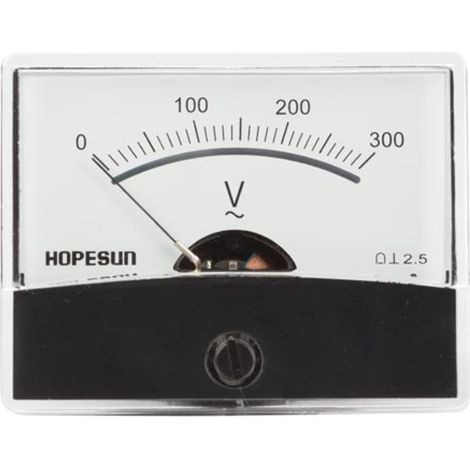 Velleman Voltímetro analógico, montado en descarga, para voltajes de CA de hasta 300 V, con ajustador cero, 60 mm x 47 mm (1/3)