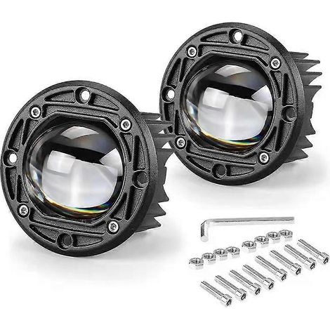 Runder gelb/weißer LED-Projektor 30W 12V, 7,6 cm (3 Zoll), Nebelscheinwerfer vorne, kompatibel mit Motorrädern.