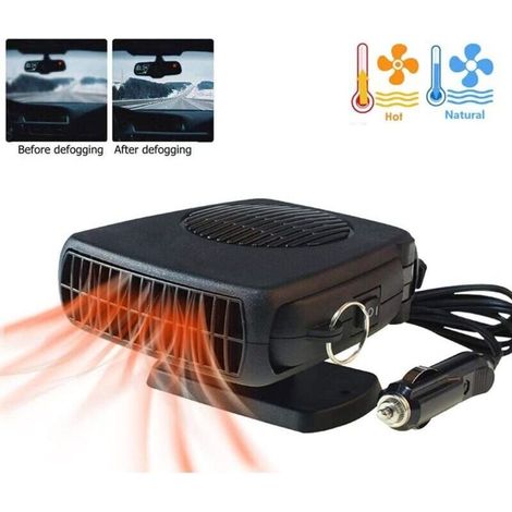 Chauffage de voiture, anti-buée 200W 12V prise allume-cigare Portable chauffage automatique ventilateur 2 en 1 chauffage/refroidissement mini voiture dégivreur avec poignée ergonomique pare-brise dégi (1/4)