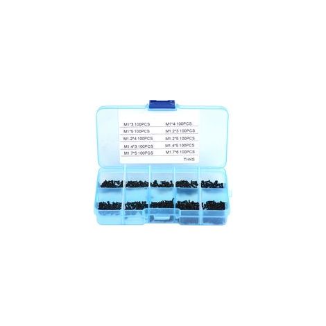 Kit d'assortiment de 1000 petites vis autotaraudeuses à tête cruciforme M1, M1.2, M1.4 et M1.7 (1/5)
