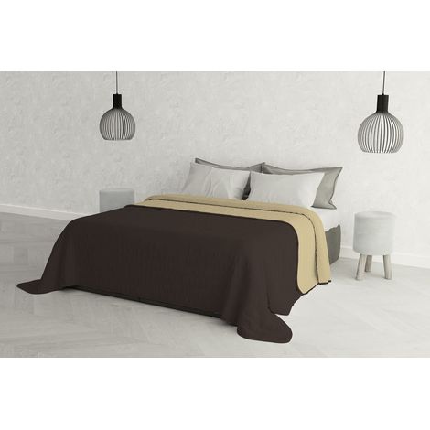 Trapuntino Estivo Linea Elegant Made in Italy Copriletto Stampato in Morbida Microfibra - Trapunta Primavera Estate Mezza Stagione - Matrimoniale 260x270cm, Marrone/Panna (1/3)