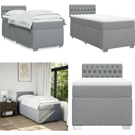 Boxspringbett mit Matratze Hellgrau 80x200 cm Stoff - Boxspringbett - Doppelbett - Bettsystem - Schlafsofa - Lattenrost - Home & Living (1/5)