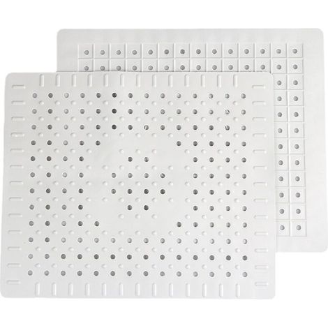 Set di 2 tappetini protettivi bianchi per lavello da cucina, realizzati in gomma antiscivolo resistente, facili da pulire e tagliare.