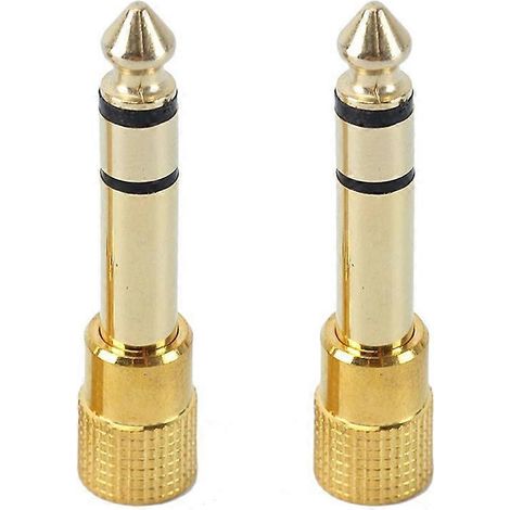 Deux adaptateurs pour casque, plaqués or, convertisseur audio jack 3,5 mm vers prise 6,35 mm. (1/5)