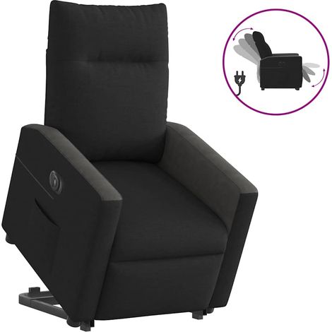 Relaxsessel mit Aufstehhilfe Elektrisch Schwarz Stoff