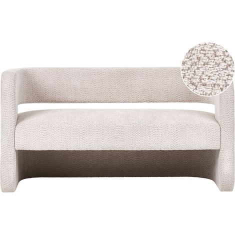 Divano moderno a due posti con rivestimento in ciniglia di poliestere, braccioli e seduta ampia, per soggiorno, beige, Vidsel