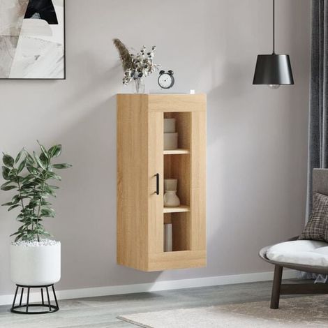 Meuble de Rangement Mural Style Sonoma Chêne, 34,5 x 34 x 90 cm, Armoire Suspendue avec Étagères pour Salon, Cuisine ou Salle de Bain (1/5)
