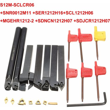 Popular 7-piece 12mm lathe tool set: 7 tool holders + 7 inserts (1/4)
