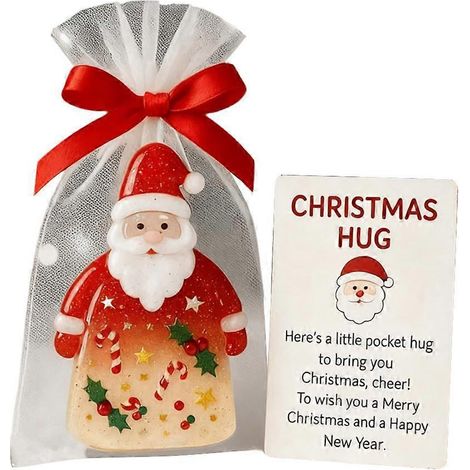 Little Pocket Xmas Hug Ornament Adorable Santa Charm Holiday Gift (1/3)