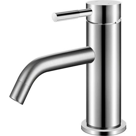 Robinet de salle de bain en nickel brossé - - Acier inoxydable - Bonde escamotable - Sans plomb - Économie d'eau (1/5)