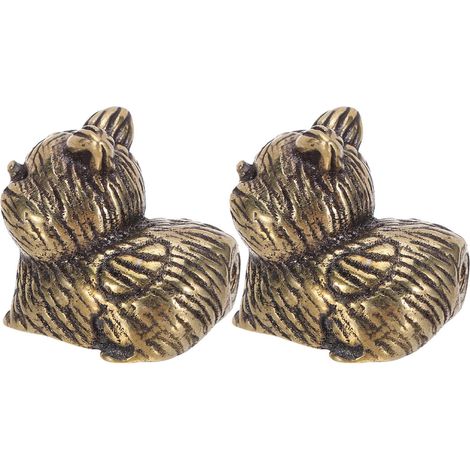 Lot de 2 poignées tiroir vintage en laiton forme chat, finition (1/5)