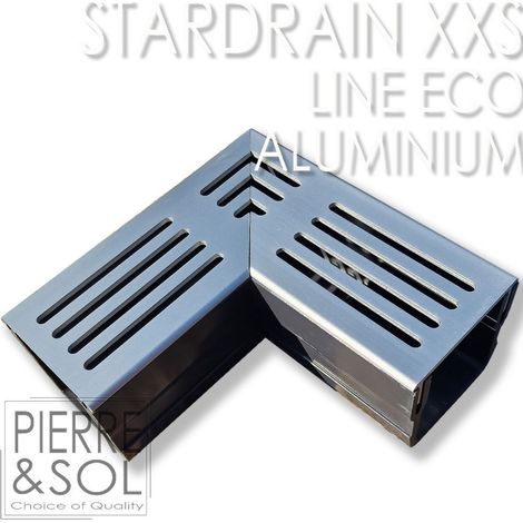 Caniveau XXS MINI L 6,5 cm Grille aluminium - StarDrain - LINE ECO - Élément d'angle