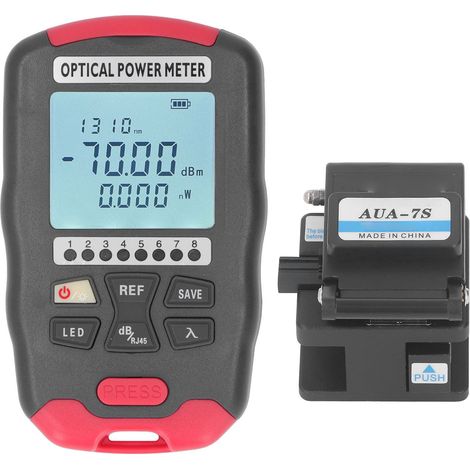 Kit d'outils de soudure à froid pour fibres optiques, stylo lumineux rouge de 50 km, mini wattmètre optique AUA-D7, cliveuse de fibres optiques AUA-7S, kit d'outils FTTH (le wattmètre et le stylo lumi (1/5)