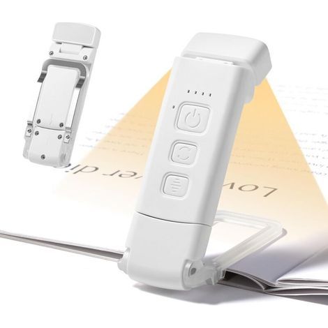 Lampe de Lecture, Liseuse USB Rechargeable, 3 modes 5 luminosité réglable, 500mAh Pliable mini lampe pince pour lire des livres au lit enfants adultes, Compacte et Durable (1/4)