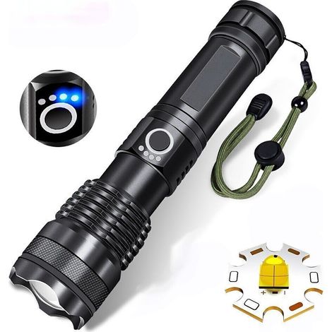 Lampe torche LED rechargeable ultra-puissante de 12 000 000 lumens Lampe torche LED rechargeable ultra-puissante de 12 000 000 lumens (1/5)