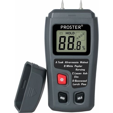 Probador de humedad para madera de 2 pines, detector digital de humedad con pantalla LCD HD, higrómetro para madera, rango de 0 a 99,9 %, precisión de 0,5 %, resolución de +/- 0,1 % para madera, tronc (1/5)