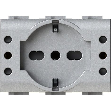 Modulo presa schuko e 2 prese 10A, serie P, tech, 16A, compatibile con serie BTicino Living Light - 4Box P503 4BP503.NT (1/3)