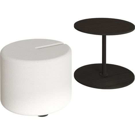 Beistelltisch mit Hocker aus Holz "Vexana" - 43 x 43 x 47 cm - Schwarz