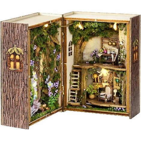 Kit de puzzle 3D à monter soi-même, coin de livre, serre-livres en bois, jouet, cadeau d'Halloween, de Noël ou d'anniversaire, mini - 109 (1/4)