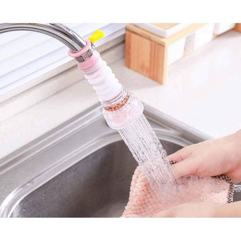 QAZQA Buses de Robinet Rotatives Anti-éclaboussures, Dispositif d'économie d'eau du robinet, Robinets pliants pour cuisine, Salle de bain et salle de douche（rose） (1/3)