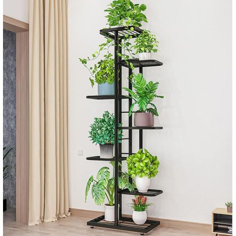Étagère à plantes métallique H918 - 7 niveaux pour 8 pots, robuste, décorative pour balcon et salon (1/5)