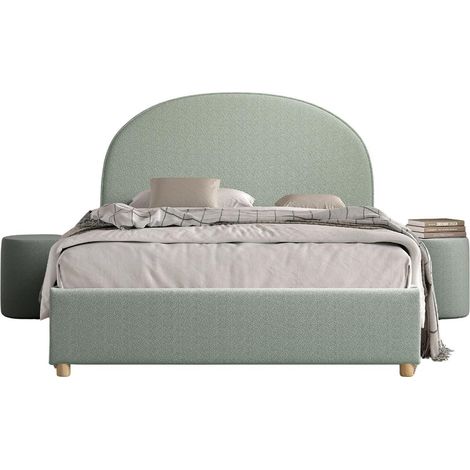 Pack - Lit Coffre Adulte & 2 Poufs "Moon" 140x200cm Vert