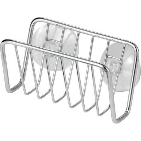 Organisateur d'évier métal support éponge savon grattoir panier aéré séchage rapide ventouse chrome