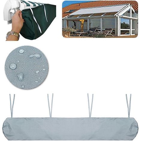 Auvent de terrasse extérieur imperméable pour jardin, protection solaire, store enrouleur rétractable avec sac de rangement - 2,5 m - Noir (1/4)