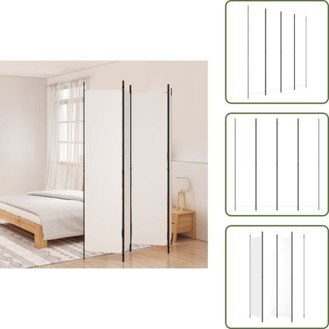 Stoff - vidaXL 4-tlg. Paravent Weiß 200x220 cm Stoff - Weiß (1/5)