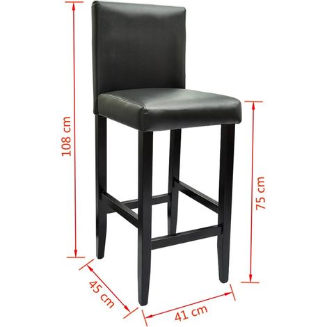 Set di quattro sgabelli da bar di design sedia seduta in pelle artificiale nera 1202063