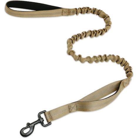 Enowelir Hundeleine, Militärhundeleine, elastische Seilleine, stoßdämpfende Leine, reflektierende Bungee-Leine mit 2 Griffen, ideal zum Spazierengehen und Trainieren (1/3)